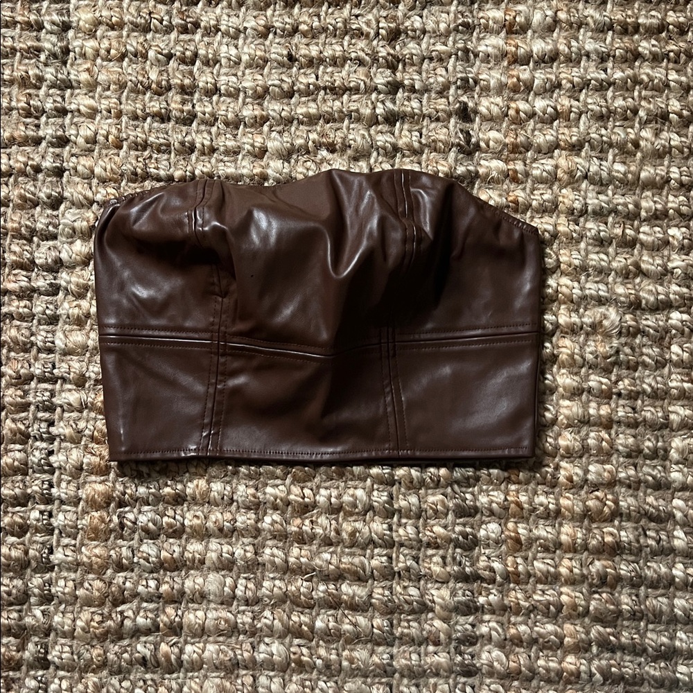 Brown Leather Tube Top